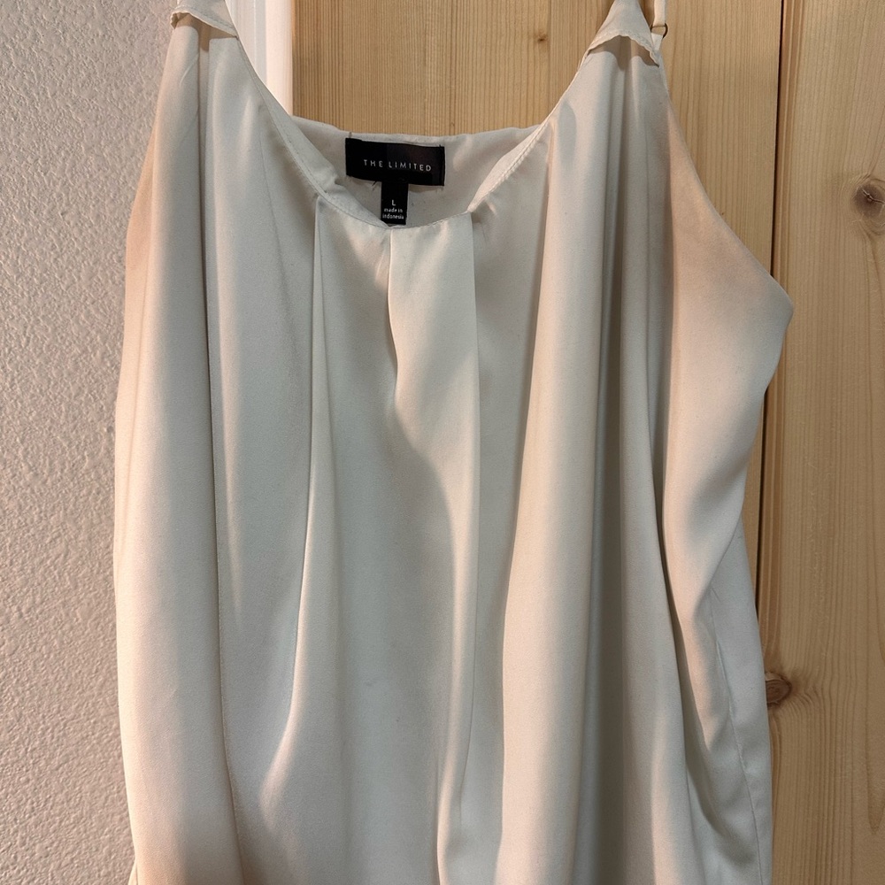The Limited Cream Asymmetrical Pleated Camisole